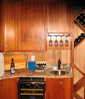 wine racks, wet bar, glass holder