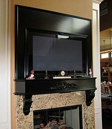 fireplace mantel and TV HDTV fireplace mantel