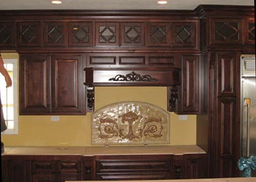 solid wood kitchen cabinet, glass inserts