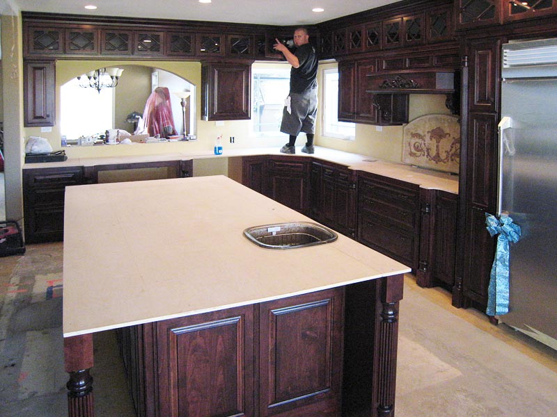 custom kitchen cabinets, wood carving