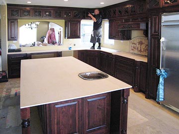 solid wood kitchen cabinet, glass inserts