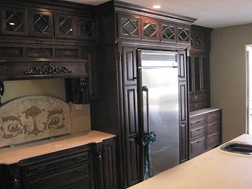 solid wood kitchen cabinet, glass inserts