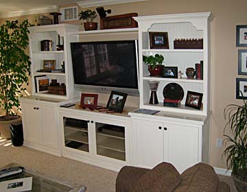 bookcase, tv center, custom shelving